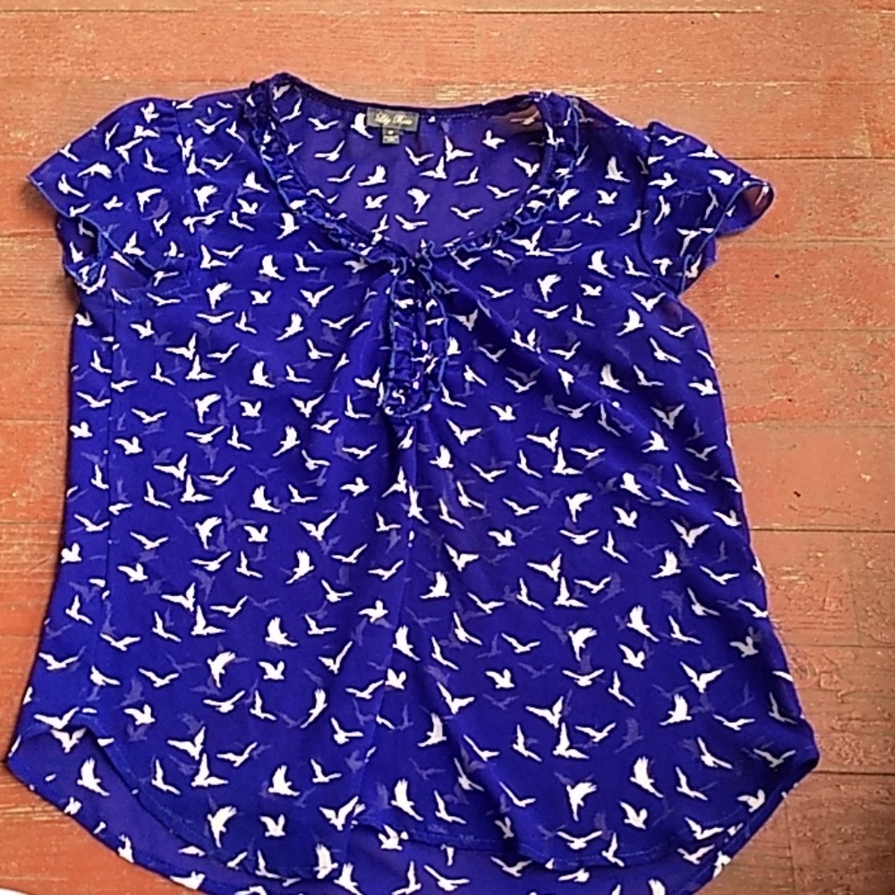 Lily Rose blue bird print top